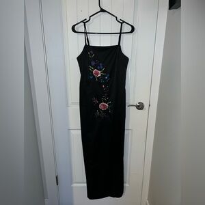 Vintage black embroidered gown